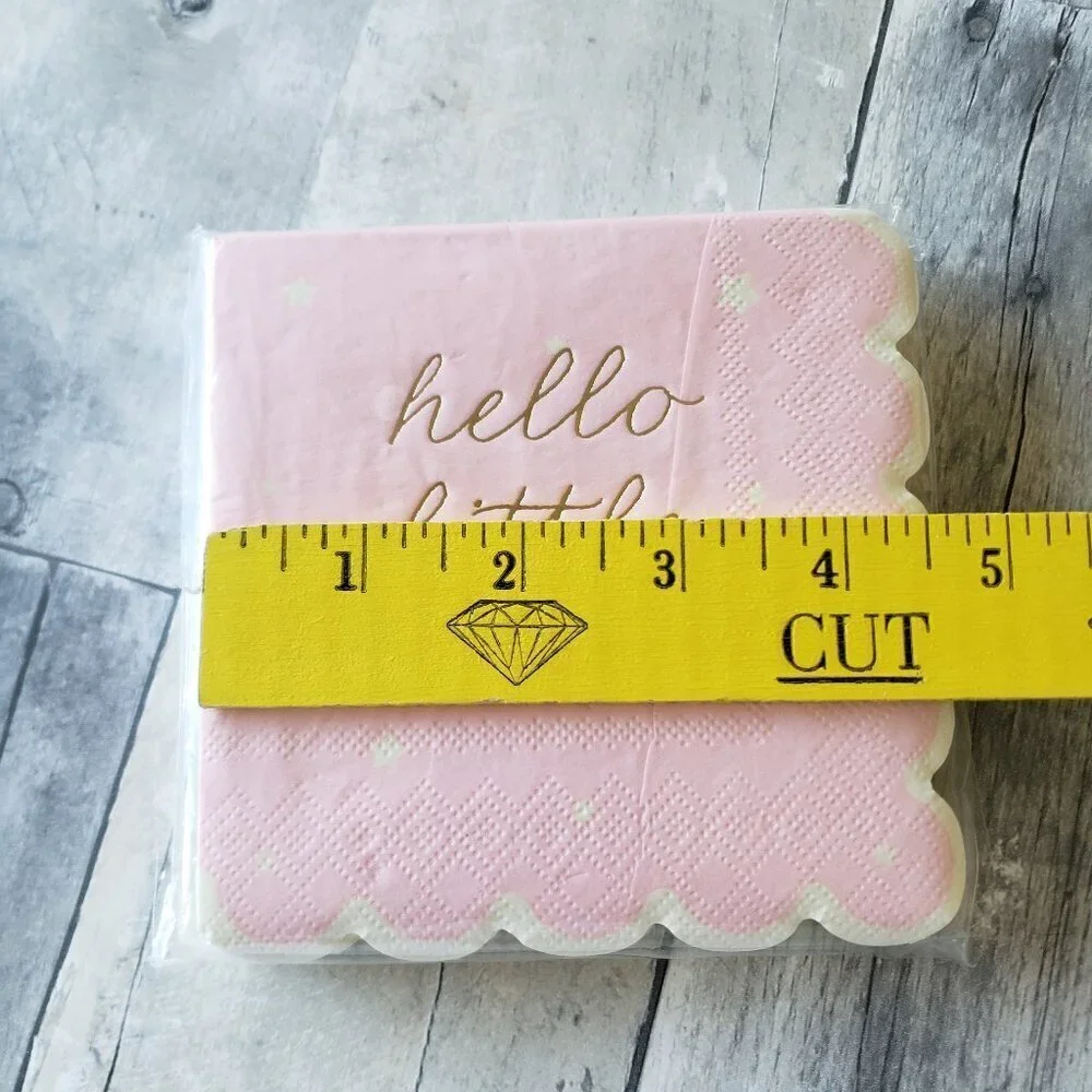 Hello Little One Gender Reveal or Baby Shower Paper Napkins 16 Pink & 16 Blue
